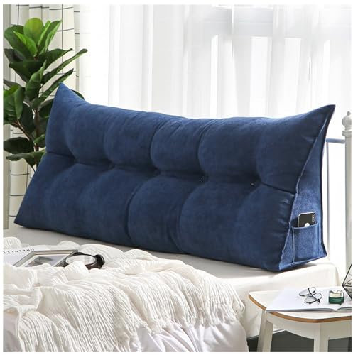 RDIAYDN Lesekissen FüR Bett, Kissen Bett RüCkenkissen, RüCkenkissen Bett, Lesekissen FüR Bett Und Sofa, RüCkenstüTzkissen Lesekissen Wandkissen Zum Anlehnen Im Bett,Blau,100cm