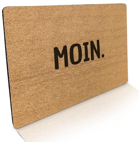 Fussmatte innen & außen 50x70cm - flach & rutschfest - Moin. - Lustiger Spruch - Waschbare Türmatte für saubere Schuhe & stylisch modernen Eingangsbereich