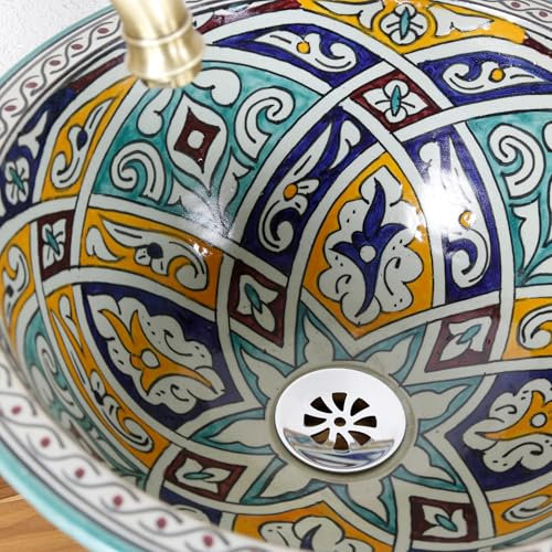 Ceramic Round Basin, Countertop Washbasin for Bathroom and Guest Toilet, Built-in Sink without Tap Hole and Without Overflow/Washbasin, Coloured