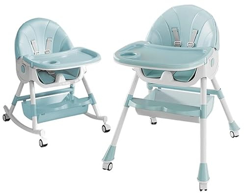 Hochstuhl Baby 6in1 Kinderhochstuhl mit Babyliege und Schaukelstuhl, Verstellbar Klappbar Hochstuhl Baby mit Essbrett und Rollen,Korb, mitwachsend ab 6 Monate bis 6 Jahre Babystuhl