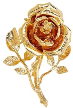 Broche Fleur Rose Dorée – Grand Format 3D – Métal Doré – Accessoire Unisexe Pour Costume Ou Robe – Idéal Pour Mariage, Cérémonie Ou Fête – Bijou Élégant Rétro