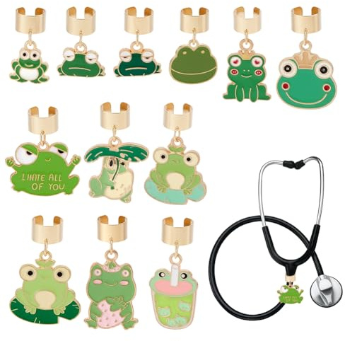 OLYCRAFT 12 Stück 12 Stile Frosch Stethoskop Anhänger 15~30mm Legierung StethoskopAnhänger ID Namensschild Anhänger Zubehör Für Arzt Krankenschwester Assistent