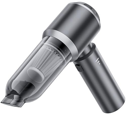 GlasFlength Aspirabriciole Senza Fili, 4-in-1 Aspirapolvere Auto con Motore Brushless 3 Velocità 15000PA Mini Aspirapolvere Portatile con 2 Filtri HEPA per Auto Casa Ufficio Peli di Domestici(Argento)