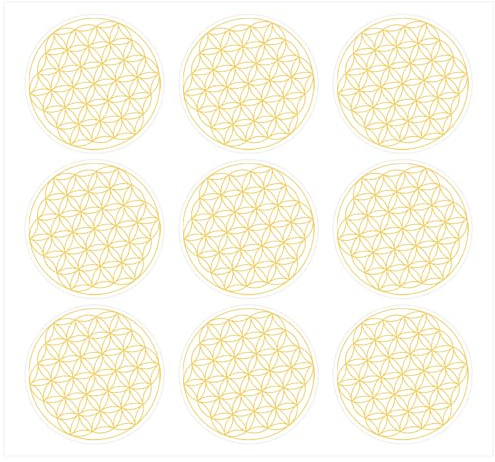 153 Stück Blume des Lebens Aufkleber Selbstklebend – Überzogen, Heißfolienprägung in Gold – 50x50mm – Spirituelle Sticker für DIY, Geschenke & Deko – Wasserdicht & langlebig