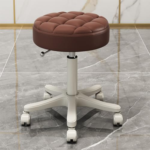 Tabouret pivotant Roulant, Tabouret pivotant Rond, Tabouret de Travail de comptoir de Salon de beauté Tabouret médical Robuste réglable 41-53 cm avec Roues, A13