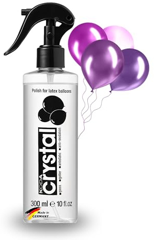 KODA Spray Brillo para Globos de Helio y Látex – acabado brillante sin frotar – spray para globos sin marcas – antiestático y repelente al polvo – para decoración – 300 ml