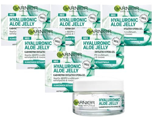 Garnier Skin Active Jelly feuchtigkeitsspendende Gesichtscreme mit Hyaluronsäure und Aloe Vera, leichte und erfrischende Textur, für normale oder Mischhaut, 50 ml (6 Stück)