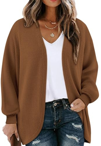 Chicrise Cardigan Donna Lungo Autunno Maglioncino Leggero Aperto Spolverino Casual Morbido