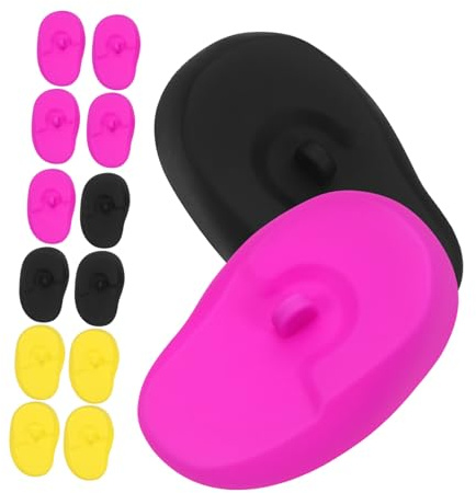 MOTHNUR Silicone Ear Protectors for Hair Dye 6 Pairs Heat Resistant Ear Covers Salon Hair Coloring Shield for Hairdressers and Home Use (black Purple Yellow