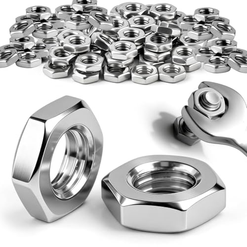qjuwhua 60 Stück M8 Muttern Sechskantmutter DIN 439 Edelstahl Niedrige Form | A2 V2A Halbmuttern Flachmuttern Hex Nut für Schrauben Unterlegscheiben Gewindestangen Holz Maschinen und Möbelherstellung
