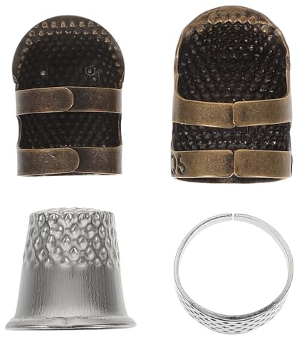 JOINPAYA 2 Set di Ditali da Cucito in Metallo Vintage Apertura Regolabile Protezione Flessibile per Dita Strumenti per Ricamo e Fai da Te Adatti per Cucire Tela Pelle e Materiali