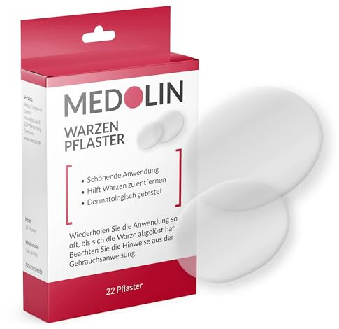 Medolin® Warzenpflaster - Pflaster Warzenmittel mit Salicylsäure - Besonders schonend - Einfache Anwendung - Zum Warzen entfernen, 22 Stück