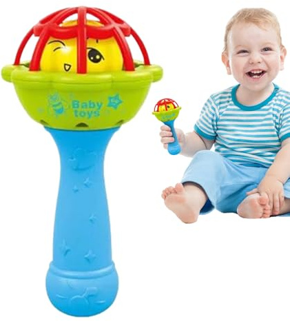 Rattle Toy - Färgglad Shaker, Säker Sensory Hand Grip Toy, Multifunktionell Rattle Teether | 2,3 Tum, Babyskallar Pojkar, Flickor, Lektid För Tidig Inlärning, Maracas För Bebisar, 1*st