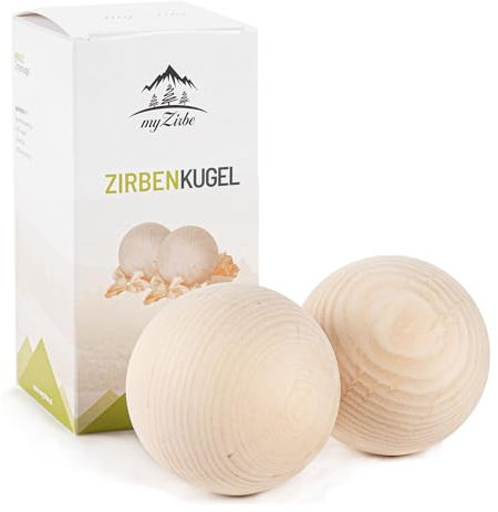 Confezione doppia – “Zirbenkigel”, Sfera in legno di cirmolo di Salisburgo, 7 cm, in 100% legno di cirmolo naturale delle Alpi austriache, in confezione regalo