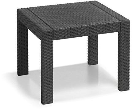 Allibert by Keter Victoria Gartentisch, graphit, 59x59x43cm, Kunststoff in flacher Rattanoptik, wetterfest, UV-beständig