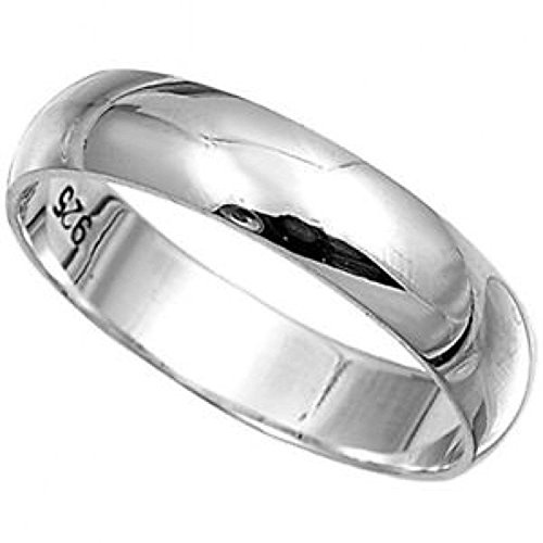 Men's 925 Solid Sterling Silver Polished 4mm wide band ring in sizes G-Z (Q)