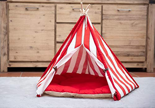 little dove,Hunde-Tipi-Zelt, Hause und Zelt mit Spitze für Hund oder Haustier, abnehmbar und waschbar mit Matraze (L)