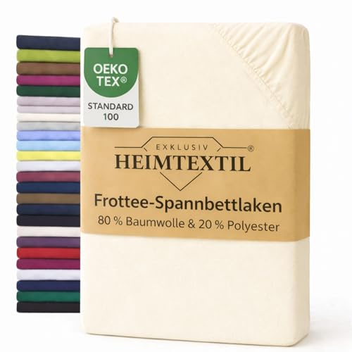 Exklusiv Heimtextil Drap-housse en tissu éponge avec élastique, blanc naturel, 90 x 200 cm