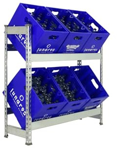 Simon Rack Scaffale per casse di bevande, Ripiano per 6 cassette, 1000x1000x300 mm, Ripiano per casse di bevande in metallo, Galvanisé - Simonbottle