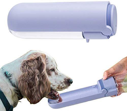 PJDDP Bouteille Portable Chien d'eau, Une Bouteille De Chat De Chien Voyage Eau 420Ml, Pet Distributeur d'eau Antibactériennes De Qualité Alimentaire Leak Proof Dog Drink Coupe Abreuvoir,Violet