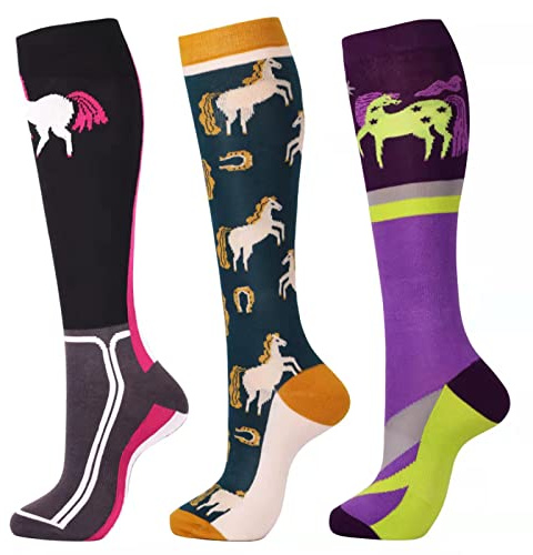 Harrison Howard 3 Pairs Premium Quality Equestrian Riding Socks for Horse Riding &Tall Boot Knee High Socks for Women