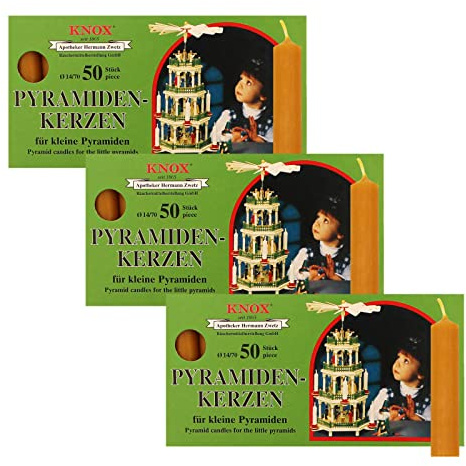 OLShop AG Knox Pyramidenkerzen Natur, 3er Pack (3 x 50 Stück), Größe: ca. 14 x 70 mm Weihnachtskerzen