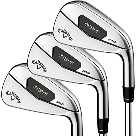 Callaway Golf Rogue ST Pro Iron Set (Right Hand, Steel Shaft, Stiff Flex, 4 Iron - PW, Set of 7 Clubs)