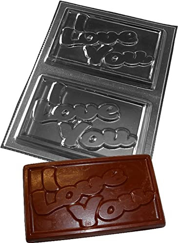 dennycraftmoulds I Love You Large Chocolate Bar Moulds Reusable Plastic Molds Make 150g Bars, Transparent, (4603)