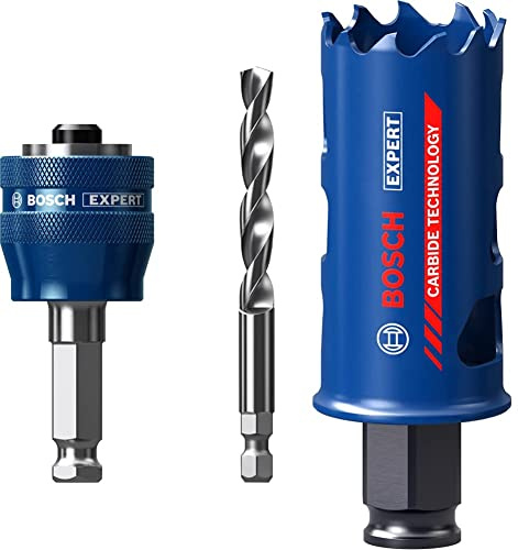 Bosch Professional 1x Expert Power Change Plus Lochsäge-Systemadapter (Ø 7,15 mm) + 1x Expert Tough Material Lochsäge (für Holz mit Metall, Ø 35 mm, Zubehör Schlagbohrmaschine)
