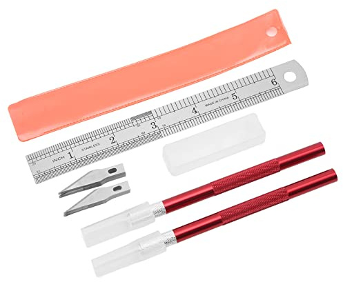 WINH Exacto Knife Set, Cuchillo Artesanal Multifuncional Control de precisión para cuerda Manual de artesanía (Rojo)