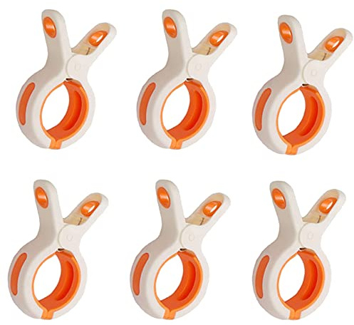 Carreuty 6PCS Große Klammern Weiß, Handtuchklammern für Strandliegen, Jumbo Größe Starke Towel Clips Winddicht Strandtuch Clips für Tägliche Wäsche, Badetuch, Teppich, Bettwäsche und Dicke Kleidung