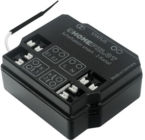 HOMEPILOT Schaltaktor smart 2-Kanal Unterputz (2x 6,5A, 1.500W, 230V) mit Funk, Smart Home nachrüsten z.B. für Lichtschalter, Steckdosen, Fußbodenheizung uvm. (App, Siri, Alexa via Gateway möglich)