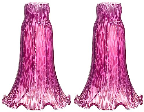ANYONGLU Lily Lampshade Only 2 Pack Purple Tulip Flower Glass Lamp Shade Replacement Tiffany Style Lily Table Floor Lampshade Replacement