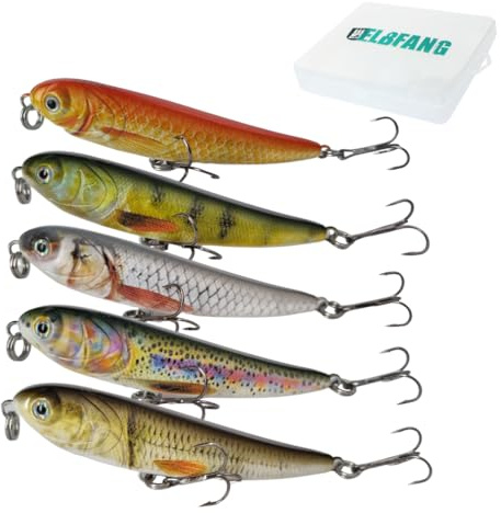 ELBFANG Stickbait set | 10 cm – 16,5 g | 5 stycken | Topwater fiskedrag | Wobbler Popper alternativ för mer fiskeframgång