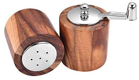 Set macina sale e pepe in legno, un macina pepe e un corpo in legno per saliera con regolazione