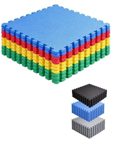 JARDIN202 Puzzlematte für Fitness- und Fitnessboden, Gummischutz, 60 x 60 cm, rutschfeste Matte, 20 Stück, 7,2 m² (mehrfarbig)