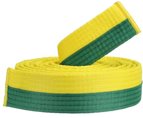 PATIKIL Taekwondo färgat rankningsbälte, 4 cm x 9,2 m polyester kampsport judo karate bälte för tränare undervisning, gul-grön