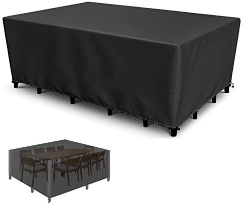 Generisch Abdeckplane Gartenmöbel Schutzhülle 90 x 90 x 90, wasserdicht, UV-beständig, strapazierfähig, 600D Oxford-Gewebe, Schutzhülle für Gartentisch-Sitzgruppe, rechteckig – Schwarz