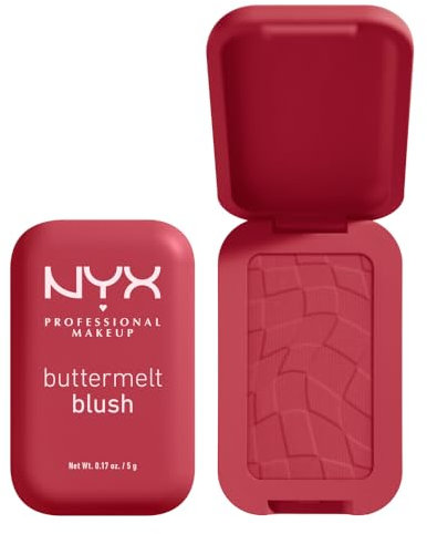 NYX Professional Makeup Blush in Polvere, Per un Look Fresco e Colorato, Arricchito con Burro di Mango, Mandorle e Karitè, Sfumabile, Buttermelt, Tonalità: All The Butta, 5 g