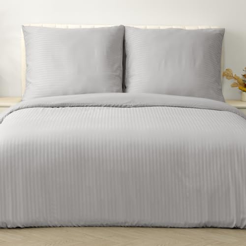 Good Nite Bettwäsche-Sets 240x220 Grau Gestreift Mikrofaser Bettwäsche Bettbezug 240x220 cm + 2 Kissenbezug 80x80 cm Bettwäsche mit Reißverschluss(Grau, 240x220cm+80x80cm*2)