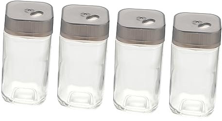 TOPBATHY 4 Stück Gewürzglas aus Glas und Abs für Küchengewürze