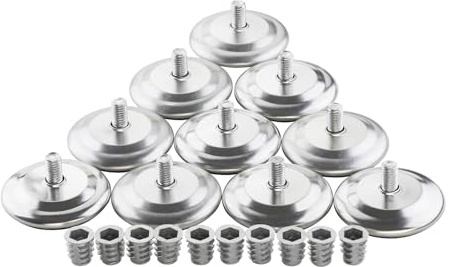 SOTECH Set de 10 Pieds réglables MOBILIA Ø 50 mm M8x15 avec Manchons à Visser Vis de réglage de Meubles Vis d'ajustage Pieds réglables