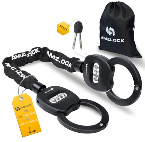 AMZLOCK Cadenas Code Trotinette Electrique, Antivol Velo À Code 4 Chiffres, Cadenas Scooter avec Sac de Rangement pour Scooters/Bicyclettes/Motos, 80CM