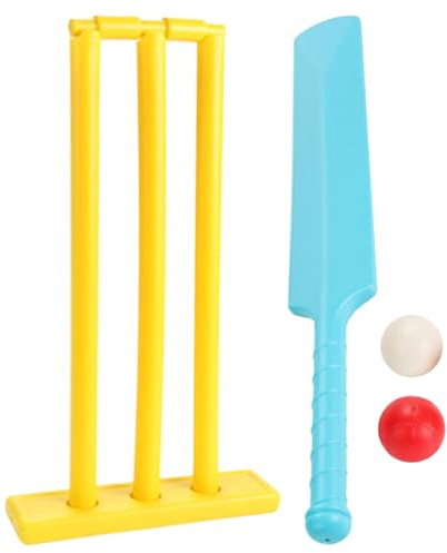 Set da cricket per bambini PP mazza da cricket senza BPA set da cricket per genitori e figli con ceppi e 2 palline kit da cricket per giardino spiaggia casa giochi colori casuali set da cricket