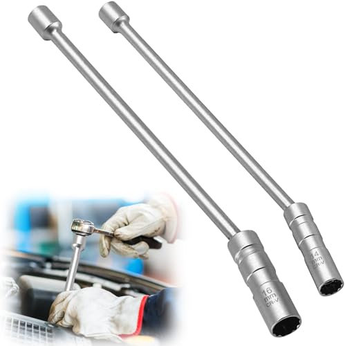 ATMWM 2 Stück Zündkerzenschlüssel 16mm und 14mm, Universal Flexibel Zündkerzenschlüssel Satz Werkzeuge, Magnetischer Zündkerzen Kerzenschlüssel mit 360° Drehung, zum Entfernen von Zündkerzen