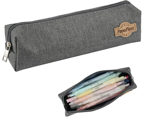 Deepton Federmäppchen, 20cm Hellgrau Mäppchen Teenager, Große Kapazität Federtasche, Wasserdicht Tragbar Federmappe Schulmäppchen Pencil Case für Schule & Büro - Dunkelgrau