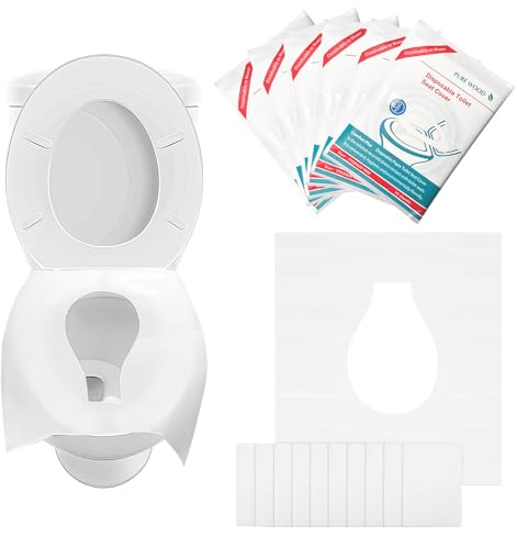 Flintronic Disposable Toilet Seat Covers, 60 Pcs Portable Toilet Seat Covers for Adults and Kids, Flushable & Biodegradable Paper Toilet Seat Covers for Public Restroom, Airplane, Train