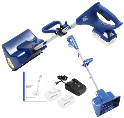 Pala Quitanieves Eléctrica, Kit de Pala Quitanieves Inalámbrica, Pala Quitanieves de 28CM y 4,0 Ah para Entrada de Vehículos, Soplador de Nieve Manual con Potente Motor y Mango Ajustable,1 Battery