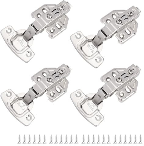4PCS Cerniera per Mobili in Acciaio Inossidabile, 110 Grado Battuta Esterna Cardini per Mobili con Viti, Muto Cucina Cerniere per Mobili da Cucina Bagno Camera da Letto Sala da Pranzo