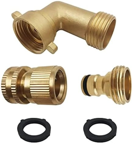 Adaptador de Manguera de jardín de latón Macizo, Conector de Codo de 90 Grados de 3/4 de Pulgada y Conector rápido de Manguera de 3/4 de Pulgada(Hose-3 4-1pc)